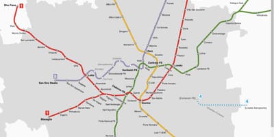 মানচিত্র থেকে এটিএম milano ট্রাম